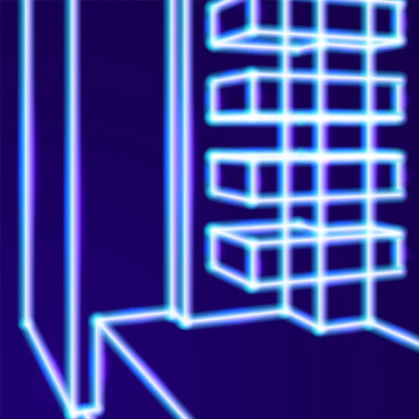 Světlé Neonové Čáry Abstraktní Pozadí Retro Výpočetní Technikou Styl Let — Stockový vektor