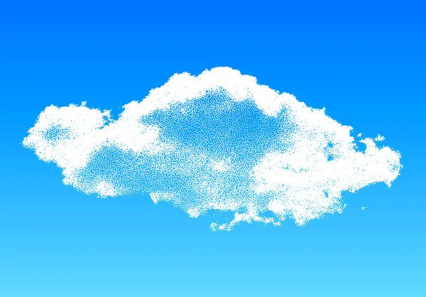 Nube Fatta Punti Sparsi Nel Cielo Blu Illustrazione Dotwork — Vettoriale Stock