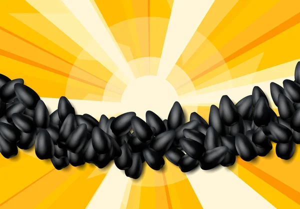 Fond Graines Tournesol Avec Tas Grains Noirs Éparpillés — Image vectorielle