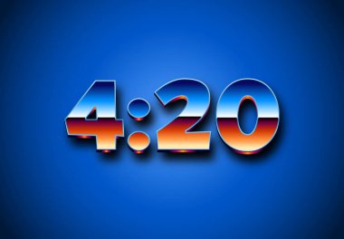 Baskı ve parti davetiyesi posterleri için retro stili parlak krom parmaklı 4: 20 tabelası