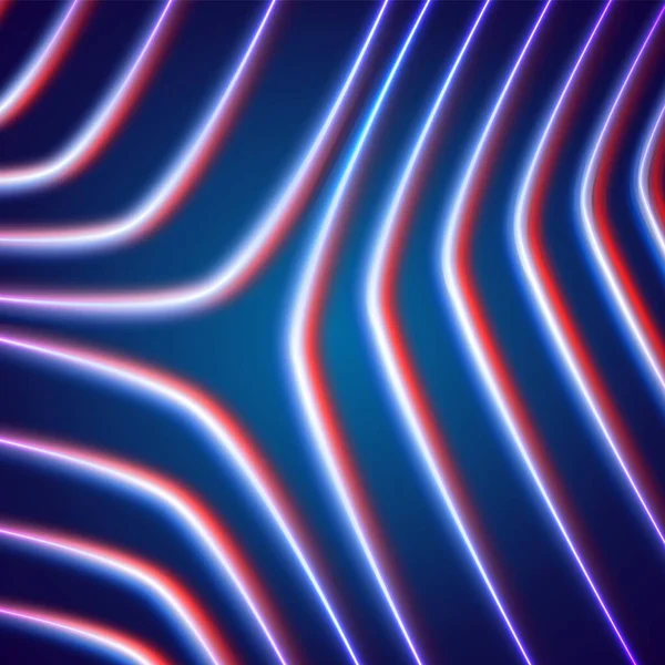 Яркие Неоновые Линии Фона Ультрафиолетовым Треугольником Лазерными Лучами Годов — стоковый вектор