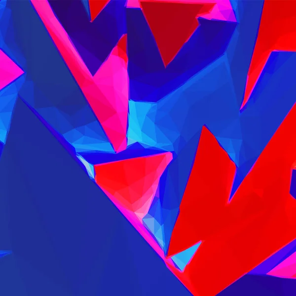 色鮮やかな青と赤の三角形を持つ抽象的な背景 — ストックベクタ