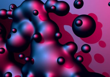 Neon kaynayan sıvı toplara sahip soyut arkaplan ya da 80 'lerin sentetik dalga tarzı, mavi ve mor renkleri ve retrodalga aydınlatması ile hareket halindeki düşüşler