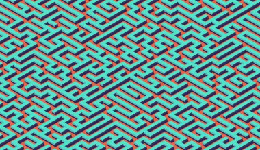 Mobil kilit ekranı, poster veya duvar kağıdı için renkli labirente sahip labirent deseni soyut arkaplan