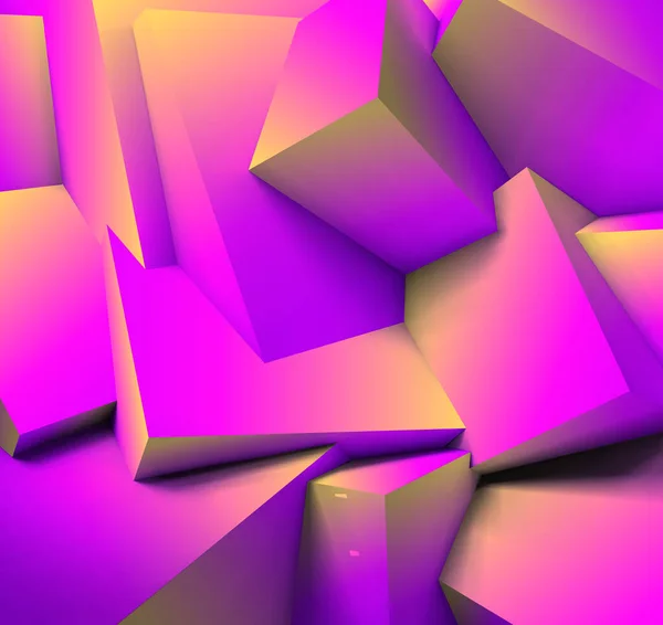 Абстрактный Геометрический Фон Реалистичным Перекрытием Фиолетовых Кубиков — стоковый вектор