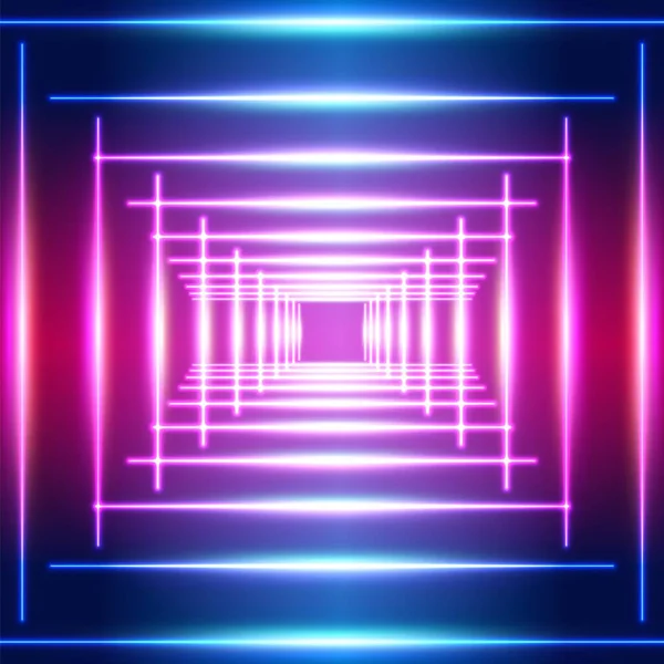 Lumineux Néon Lignes Fond Ultraviolet Avec Style Brillant Couloir Rayons — Image vectorielle