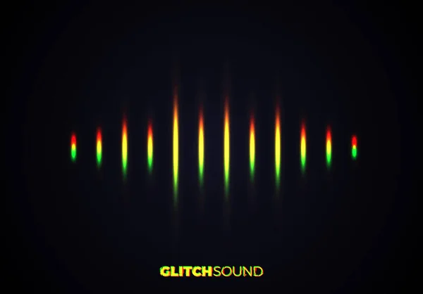 Onda Audio Sonora Con Picchi Volume Musicale Effetto Glitch Colore — Vettoriale Stock