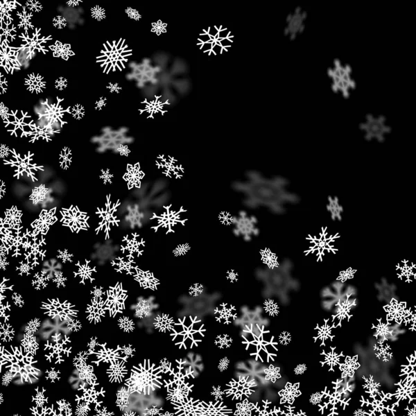 Schneefall Hintergrund Mit Schneeflocken Verschwommen Der Perspektive — Stockvektor