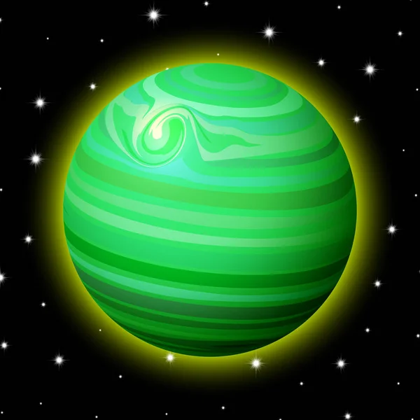 Planeta Spațiu Stele Stil Desene Animate Strălucitor — Vector de stoc