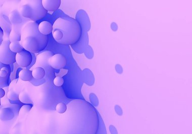 Buhar dalgası biçiminde pembe ve mavi sıvı damlaları olan soyut arkaplan