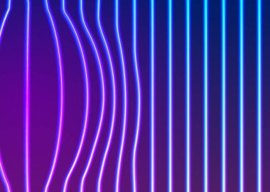 Parlak 80 'lerin geçmişe dönük buhar dalgası tarzıyla neon çizgileri