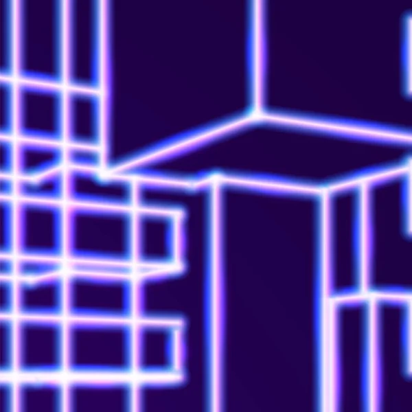 Leuchtende Neonlinien Abstrakter Hintergrund Mit Retro Computertechnologie 80Er Jahre Stil — Stockvektor