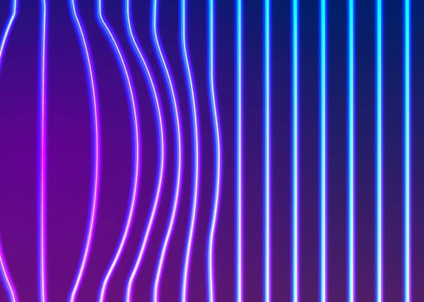 Neon Linien Hintergrund Mit Glühenden 80Er Retro Dampfwelle Stil — Stockvektor