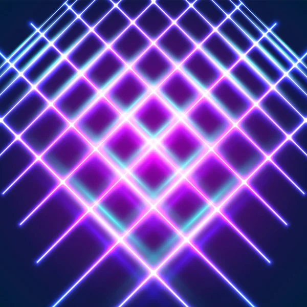 Helle Neonlinien Hintergrund Mit Laserstrahlen Stil Der 80Er Jahre — Stockvektor