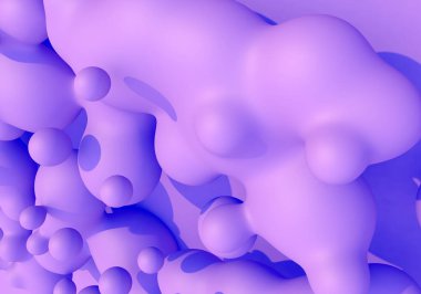 Buhar dalgası biçiminde pembe ve mavi sıvı damlaları olan soyut arkaplan