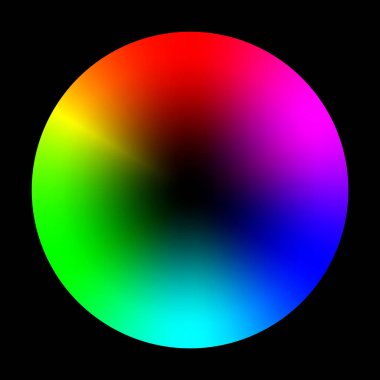 Renkli gölge varyasyonları yuvarlak masa ile renk çarkı veya çember