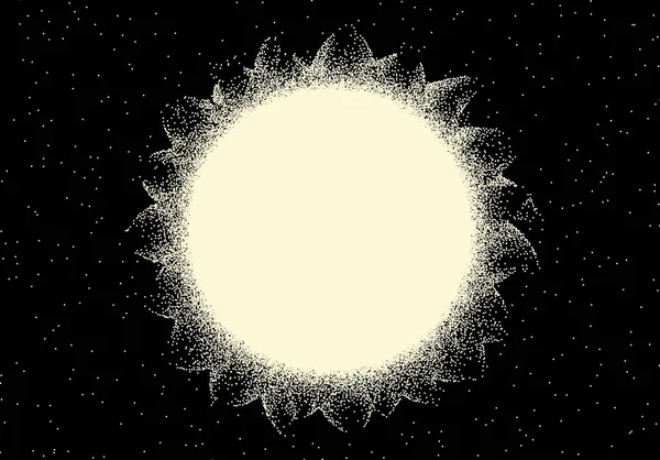 Vesmírná Krajina Malebným Výhledem Slunce Retro Stylovou Dotwork — Stockový vektor