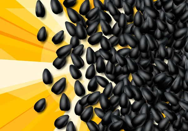 葵花籽背景 有散落的黑色谷粒 — 图库矢量图片