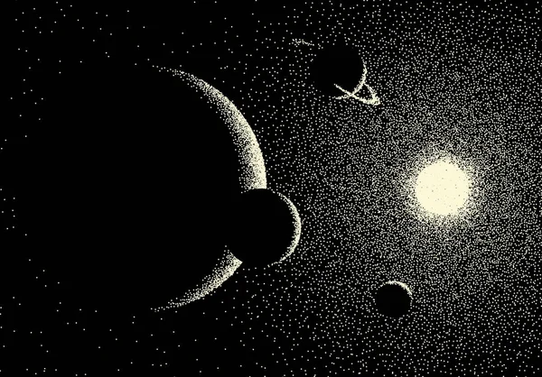 Paisaje Espacial Con Vista Panorámica Del Planeta Estrellas Hechas Con — Vector de stock