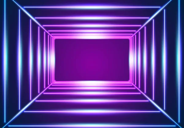 Lumineux Fond Lignes Néon Avec Des Rayons Laser Style Années — Image vectorielle