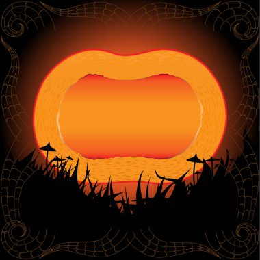 Kabak ve örümcek ağı ile Halloween çerçeve