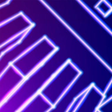 Parlak neon çizgileri eski bilgisayar teknolojisi ile soyut arkaplan parti posterleri için 80 'ler tarzı