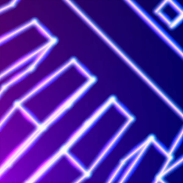 Heldere Neon Lijnen Abstracte Achtergrond Met Retro Computer Technologie 80S — Stockvector