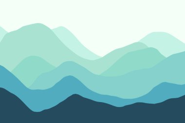 Gün batımında canlı renkli dalgalı kaya katmanlarıyla dijital sisli dağ manzarasının manzarası