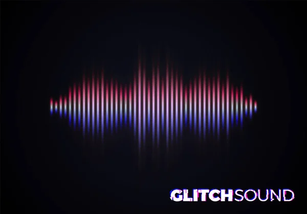 Onda Audio Sonora Con Picchi Volume Musicale Effetto Glitch Colore — Vettoriale Stock