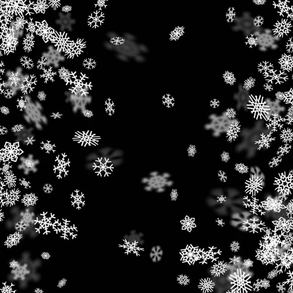 Snowfall Background Snowflakes Blurred Perspective — Stock Vector