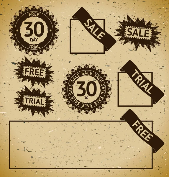 Sale Free Trial Vintage Stamp Labels - Stok Vektor