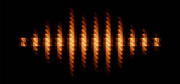 Audio Oder Musik Gelb Glänzende Klangwellenform Mit Dreieckigem Lichtfilter Mit — Stockvektor