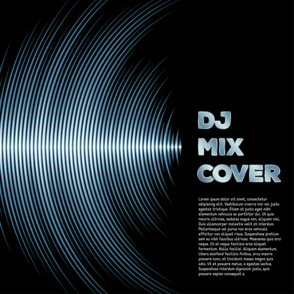 Music cover with waveform as a vinyl grooves — Stock Vector