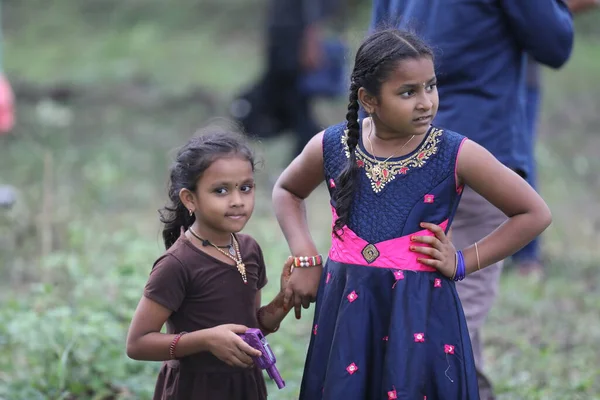 Indyjskie Młode Dziewczyny Obszarach Wiejskich Grudnia 2020 Hyderabad Indie — Zdjęcie stockowe