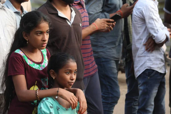 Poor Indian Young Girls Hyderabad India 25Th March 2021 — Stock Photo, Image