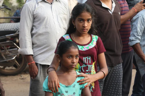 Poor Indian Young Girls Hyderabad India 25Th March 2021 — Stock Photo, Image