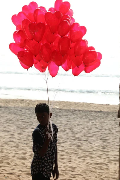 Balloons Couleur Vendeur Sur Une Plage Vizag Inde Déc 2020 — Photo