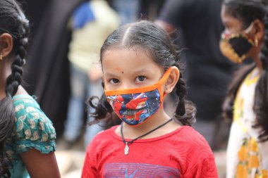 Maskeli Hintliler 22 Ocak 2021 Hyderabad Hindistan