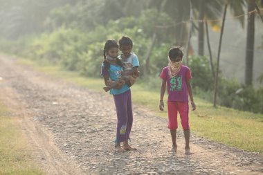 Indian poor Children with Mask 1st Dec 2020 Hyderabad India