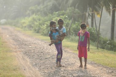Indian poor Children with Mask 1st Dec 2020 Hyderabad India