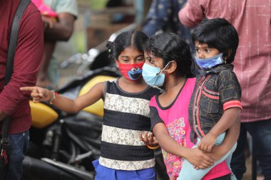 Maskeli Hintliler 22 Ocak 2021 Hyderabad Hindistan