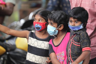 Maskeli Hintliler 22 Ocak 2021 Hyderabad Hindistan