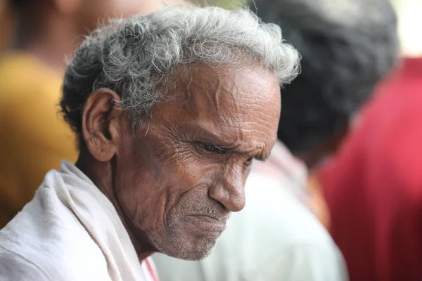 Indian Old Man Närbild Dec 2020 Hyderabad Indien — Stockfoto