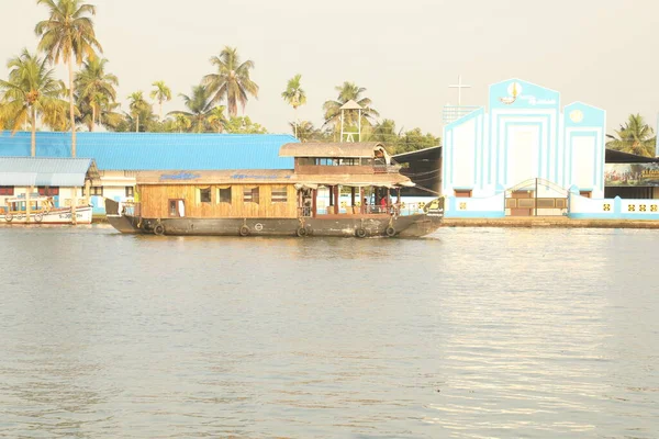 Tourest Péniche Kerala Inde — Photo