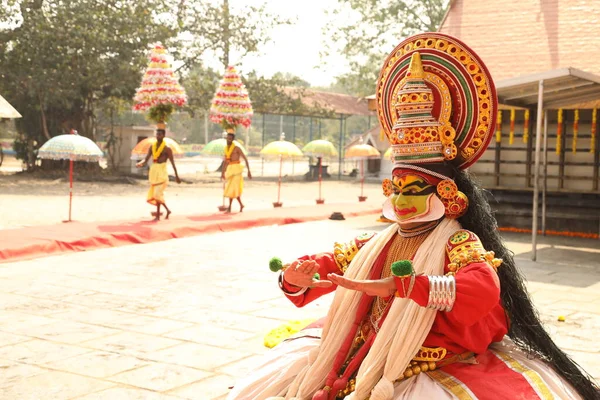 Традиционный Народный Танцор Муннар Керала Индия Апреля 2021 Года — стоковое фото