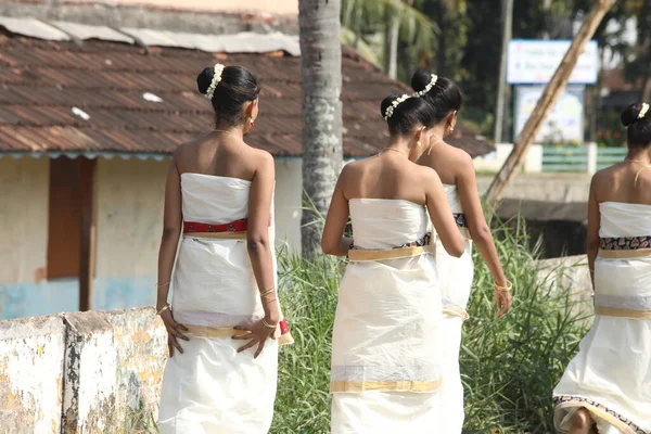 Kerala Danseuse Folklorique Traditionnelle Munnar Inde Avril 2021 — Photo