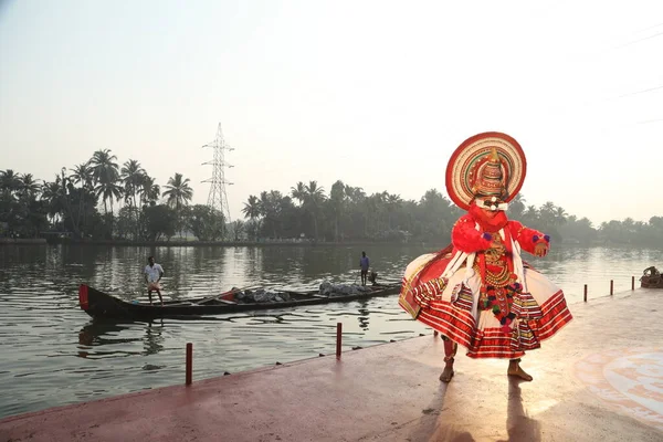 Kerala Traditionell Folkdansare Munnar Indien April 2021 — Stockfoto