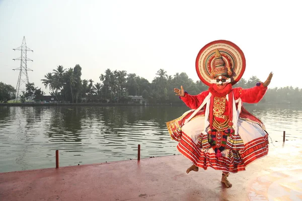 Kerala Traditionell Folkdansare Munnar Indien April 2021 — Stockfoto