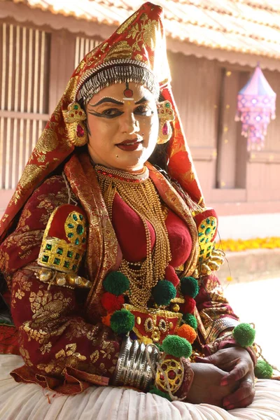 Традиционный Народный Танцор Керала Муннар Индия Апреля 2021 Года — стоковое фото