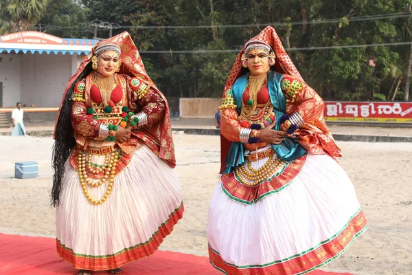 Kerala Bailarina Folclórica Tradicional India Abril 2021 —  Fotos de Stock